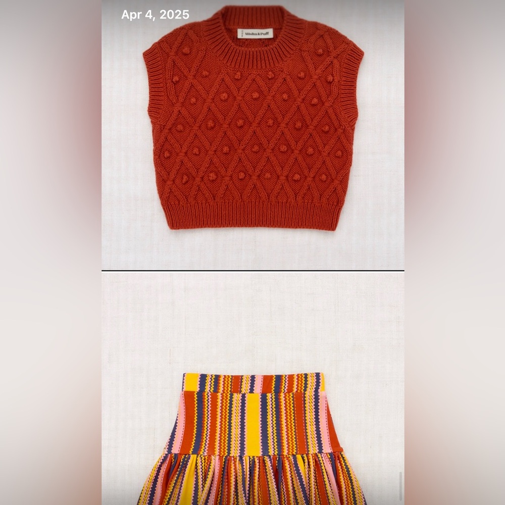Misha & Puff girls used Rust Orange Knit Sweater Vest and cute matching skirt